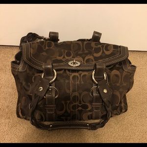 NWOT Coach large purse chocolate signature